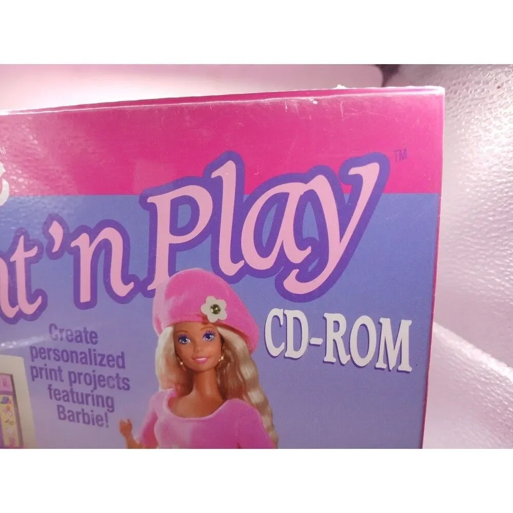 Mattel Barbie PRINT N' PLAY CD-ROM (1996) Sealed BIG Box PC Avery Computer Game